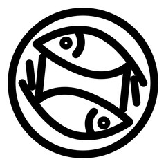 星座、魚座を表すラインスタイルのアイコン