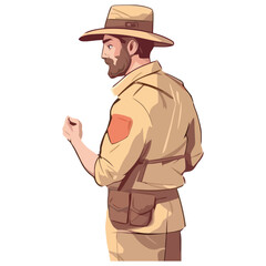 One explorer man in hat