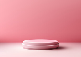 Realistic pink podium object on a modern minimal floor