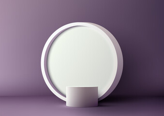 Modern 3D Podium Display with Circle Backdrop on Purple