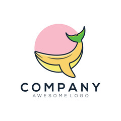 Logo illustration Whale banana color vector