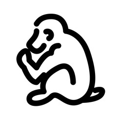 十二支、申、猿を表すラインスタイルのアイコン