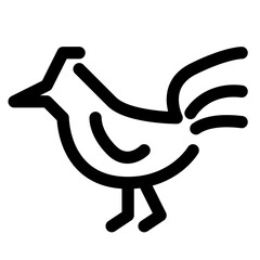 十二支、酉、鳥を表すラインスタイルのアイコン
