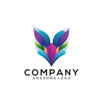 Logo illustration Fox gradient colorful style