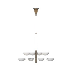 chandelier on the ceiling isolated on white background, hanging lamp, pendant light, 3D illustration, cg render