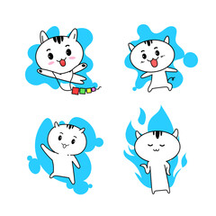 Obraz na płótnie Canvas cat character icon set. cute cat character. house pet cat icon. cute cat illustration for design element