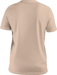 Mockup beige, nude unisex t-shirt, canvas bella, 3D rendering, png, back