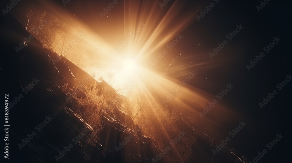 Poster Dust rays background. God rays in the textured air. Generated AI.