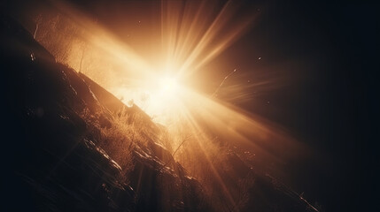 Dust rays background. God rays in the textured air. Generated AI.