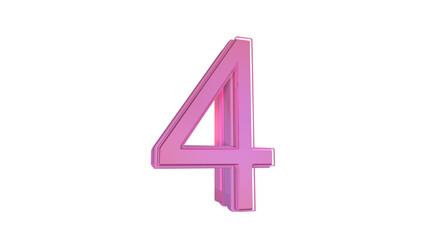 Creative design pink 3d number 4