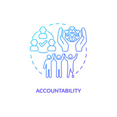 Accountability blue gradient concept icon. Diversity and inclusion. Equal opportunity. Society change. Taking responsibility abstract idea thin line illustration. Isolated outline drawing