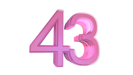 Creative design pink 3d number 43