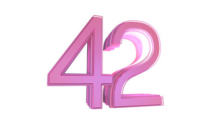 Creative design pink 3d number 42