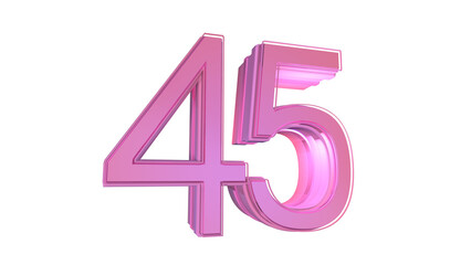 Creative design pink 3d number 45