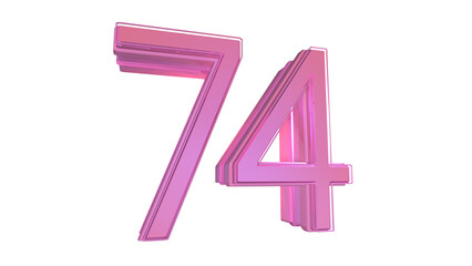 Creative design pink 3d number 74