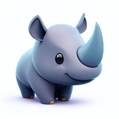 Cute rhinoceros, 3D style, creative AI design. 