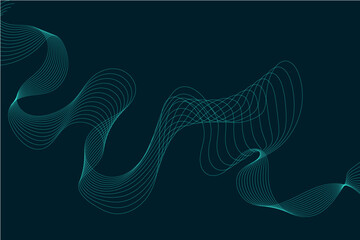 Abstract technology and science flowing wave blue lines background. Abstract wavy sound lines background. Design used for technology, science, banner, template, wallpaper, business background.