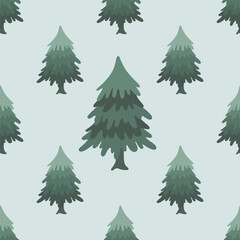 Seamless pattern of pine trees or fir trees.
