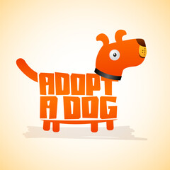 Adopt a Dog, Vector icon lettering with dog shape, adoption concept.