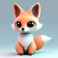 Cute fox 3D style creative AI design.