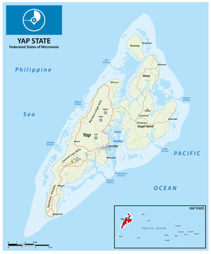 Road map of the island of Yap, Federated States of Micronesia
