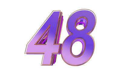 Purple glossy 3d number 48