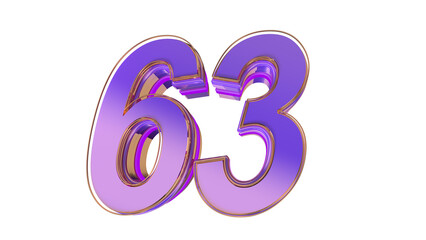 Obraz premium Purple glossy 3d number 63