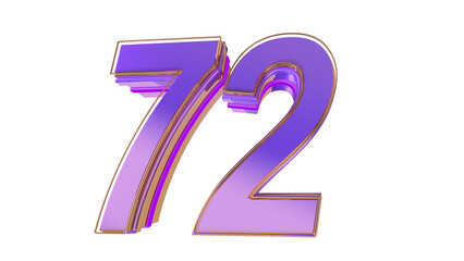 Purple glossy 3d number 72