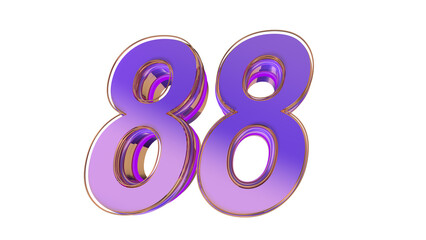 Fototapeta na wymiar Purple glossy 3d number 88