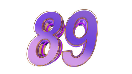 Purple glossy 3d number 89
