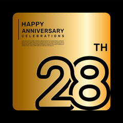 28th anniversary celebration template design with simple and luxury style in golden color