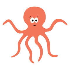 Cartoon vector octopus illustration isolated on white background. Underwater animal