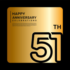 51th anniversary celebration template design with simple and luxury style in golden color