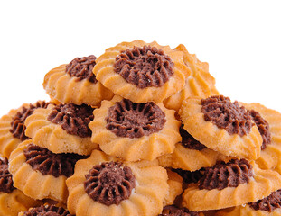 Homemade crunchy cookies with chocolate cream