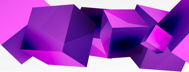 3d vector abstract background. Flying cubes composition. Trendy techno business template for wallpaper, banner, background or landing