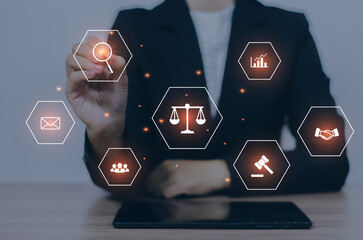 Legal advice online, labor law concept, layer or notary working for business company.