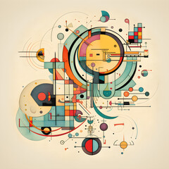 Obraz premium Abstract constructive painting created with Generative AI