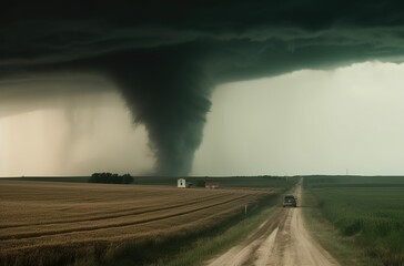 Fototapeta na wymiar Tornado, tornado close-up, tornado on the plains, special weather, rural tornado