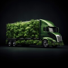 Green truck eco logistic concept.