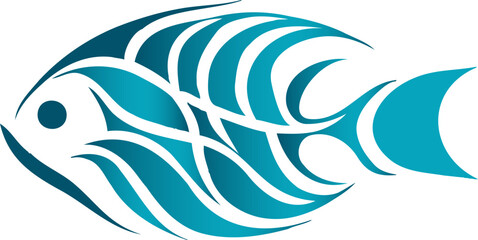Fototapeta na wymiar Fish symbol transformed into an artistic performance in a vector logo