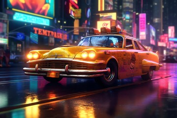 Fototapeta premium A delightful taxi cab with a busy face expression wallpaper