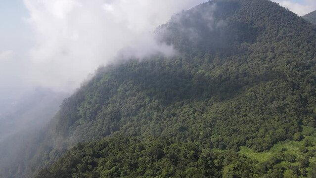 Aerial view of foggy hils around Lawu mountain, Indonesia