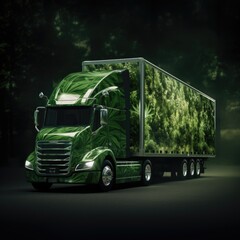 Green truck eco logistic concept. - 618404513
