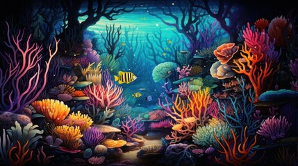 Obraz na płótnie Canvas Whimsical underwater world with exotic marine creatures, sparking curiosity and imagination | generative ai