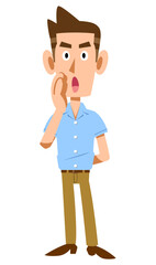 呼びかける半袖シャツを着た男性
