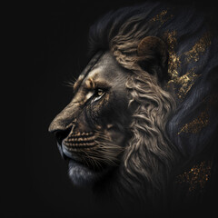 Fototapeta na wymiar Black golden Lion
