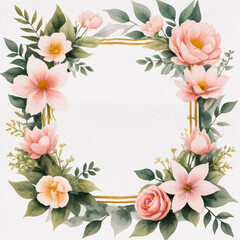 Watercolor Style Flower Frame