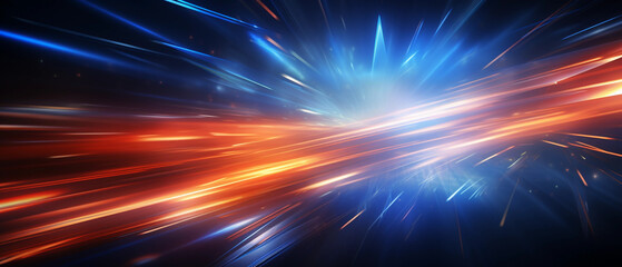 Vector Abstract, science, futuristic, energy technology concept. Digital image of light rays, stripes lines with blue light background