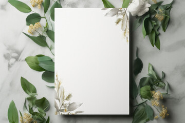 Natural Elegance: DIY Paper Mock-Ups with Floral Frame for Weddings, Showers, and Special Events Generative Ai
