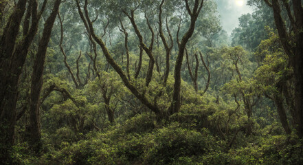Obraz na płótnie Canvas The Serenity of the Old Green Forest